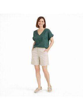 Madewell Green Small Corduroy Button Back Boxy Top V-Neck Small